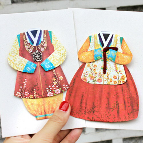 チョゴリ メッセージカード グリーティングカード ステーショナリー 文房具 韓国 雑貨 可愛い おしゃれ ギフト デザイン文具 韓国語 ハングル 伝統 正月 旧正月 秋夕
