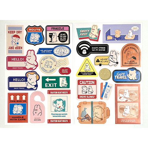 キャリーケースをデコれるステッカー 2枚入り シール 韓国語勉強 ハングル 韓国文化