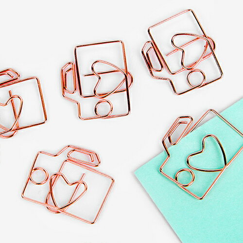 クリップ 5個入り ハート カメラ ゼムクリップ ステーショナリー 文房具 事務用品 韓国 雑貨 インテリア 可愛い おしゃれ ギフト デザイン文具 韓国語 ハ...