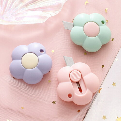 小型カッター フラワー 段ボール パステルステーショナリー 文房具 韓国 雑貨 可愛い おしゃれ ギフト デザイン文具 カッターナイフ