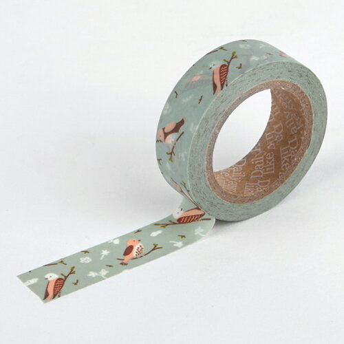 マスキングテープ 小鳥 1.5cm 15mm 日記 手帳 文房具 韓国 雑貨 インテリア 可愛い おしゃれ ギフト デザイン文具 韓国語 ハングル マリメッコ ...