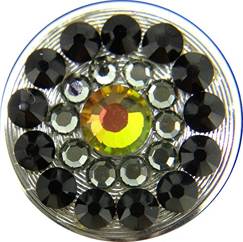 【スワロフスキー】Swarovski Crystal Ring Home Button (Vitrail Medium × Black Diamond × Jet) ベース：シルバー【iPhone/iPad用ホームボタン】