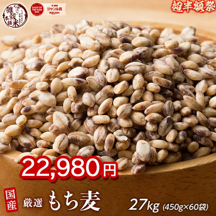 ＼お買い物マラソンSALE／雑穀 雑穀米 国産 もち麦 27kg(450g×60袋) 業務用サイズ 無添加 無着色 送料無料 ダイシモチムギ ダイエット..