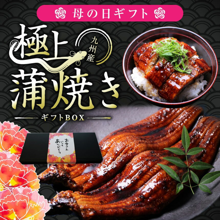 【母の日ギフト 送料無料】特大うなぎ蒲焼(185g〜215g）[山椒たれ・吸い物付]x2本【母の日専用BOX】豪華　高級