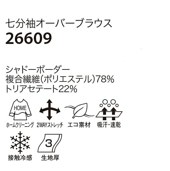 【取り寄せ】enjoie アンジョア 七分袖オーバーブラウス 26609 (ZQ060) 17・19号 オールシーズン 2025Spring＆SummerCollection
