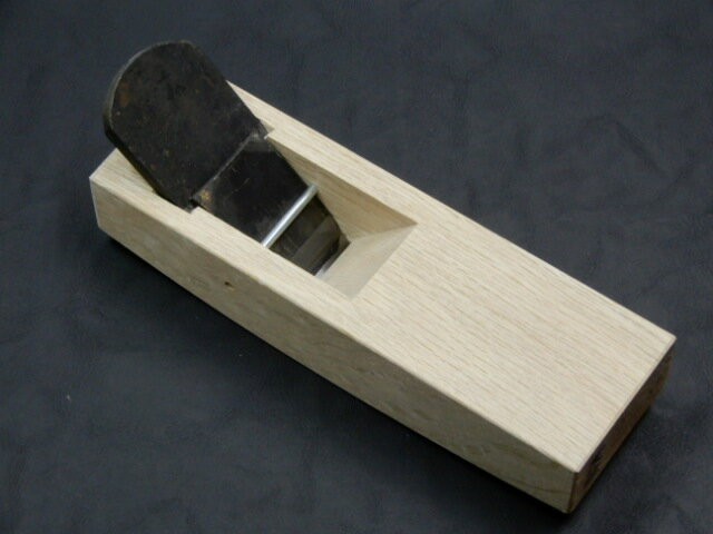 カンナ　山本鉋（無印）青紙二号　極軟鉄押え付　反り鉈36mm白樫台付　五寸五分丈