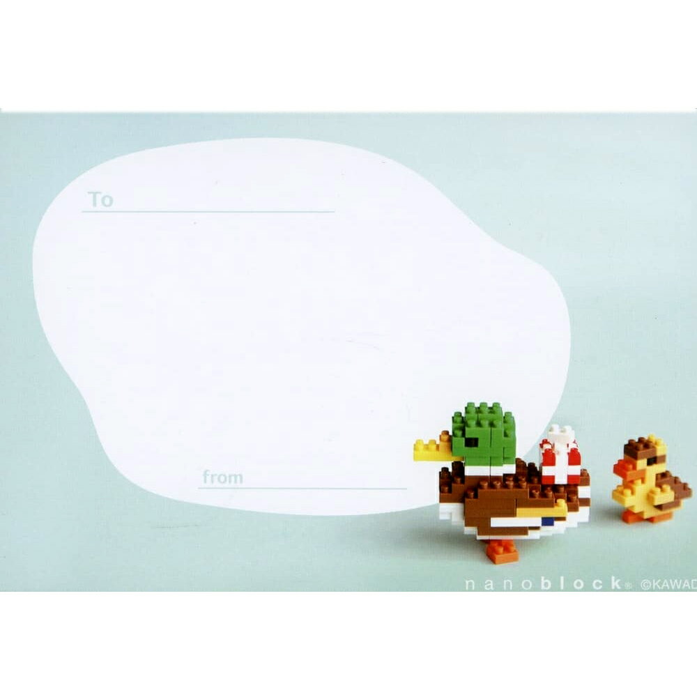 ナノブロックポストカード カモ親子 NP-002 Gift仕様のカード ハガキの中にナノブロック かわいいカモ親子のナノブロックが作れます お誕生日 記念日 郵...