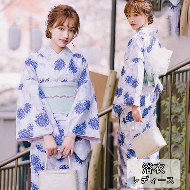 Female Yukatas - 和服 レディース 街着 ゆかた セット 花柄 お出かけ ゆかた