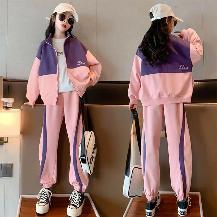 ダンス衣装ジュニアカジュアルセットアップ女の子ジッパー付きキ