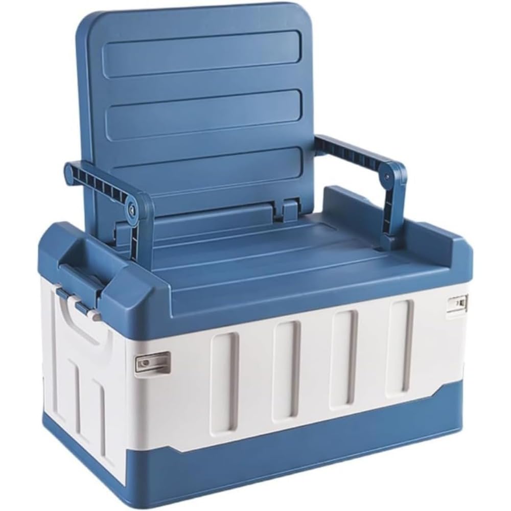 楽天ZAX釣りボックス収納ケース コンテナボックス キャンプ 大容量 収納ボックス 折り畳み ふた付き 積み重ね可能 組立簡単 多機能 大容量 厚み 強い耐荷重 衣類 書籍収納 アウトドア用 キャンプ用 車用 （ブルー） [並行輸入品]