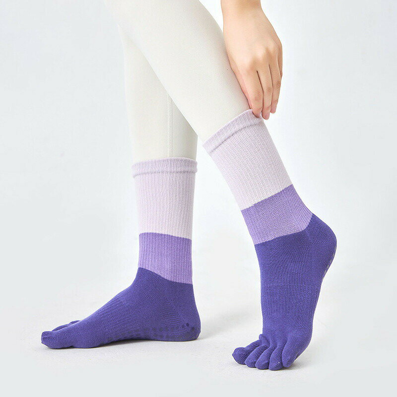 2足セット ヨガソックス つま先あり 5本指 滑り止め 五本指 ソックス ヨガウェア ジム ストレッチ レデ..