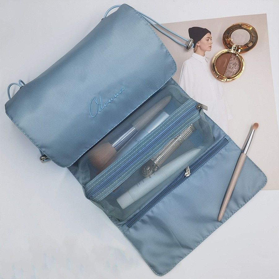 大容量四合一折り畳み携帯化粧バッグ分割ネット洗濯バッグネット赤化粧品収納掛け袋