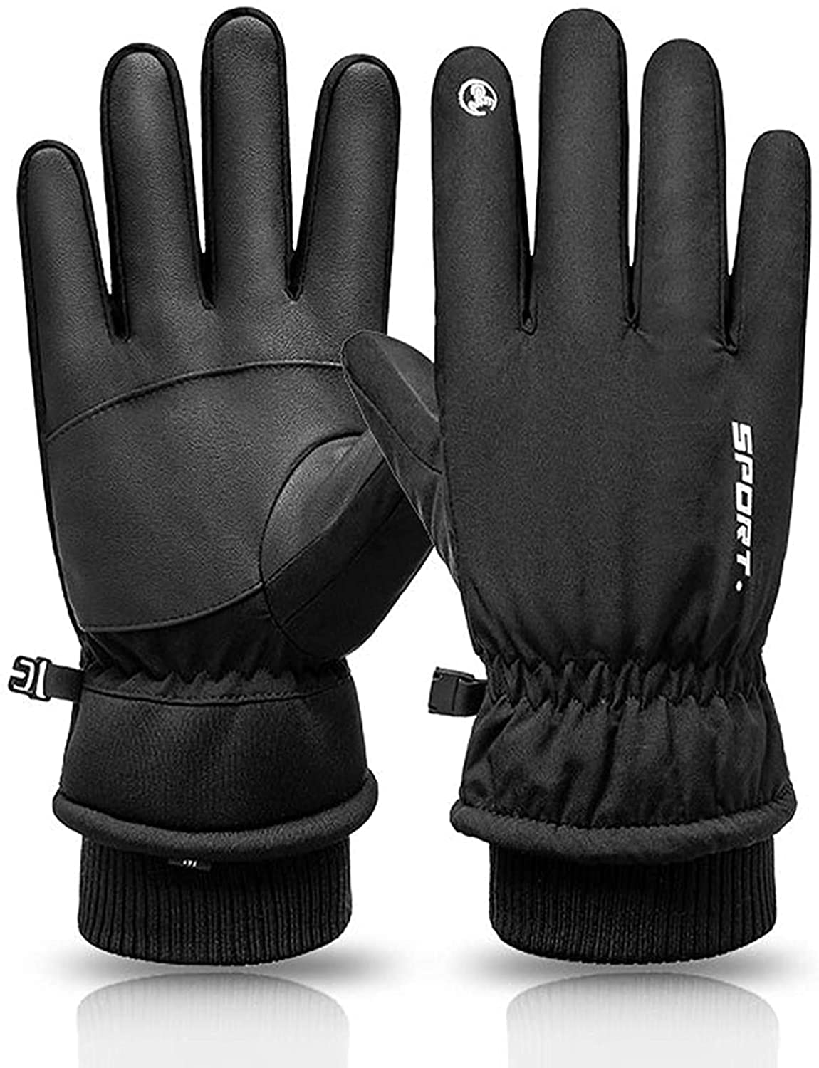 防寒グローブ 手袋 保温 冬 厚手 革 防風 手首まで暖かい アウトドアグローブ バイク 自転車 スポーツ アウトドア サイクリング手袋 サイクリンググローブ バイクグローブ 冬用 滑り止め スマホ対応 メンズ レディース 3サイズ XL L M(4)