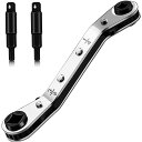 HVacサービスレンチツール:3/16インチから3/8インチ 5/16インチ x 1/4インチ エアコンバルブラチェットレンチ 六角ビットアダプターキット2個付き 空冷ツールと設備修理ツールクリアランス用