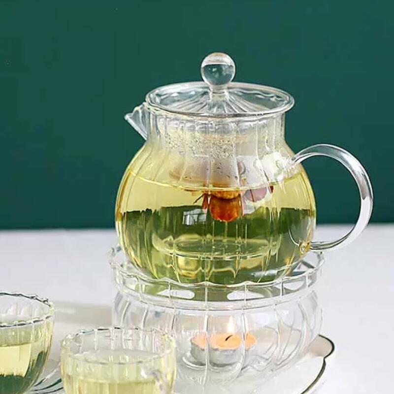 耐熱ガラス ティーポット ガラス 急須 ティーフォーツー ガラス製ポット カボチャデザイン 紅茶 フルーツティー リーフティー 花茶 工芸茶 ハーフティー に【直火対応】
