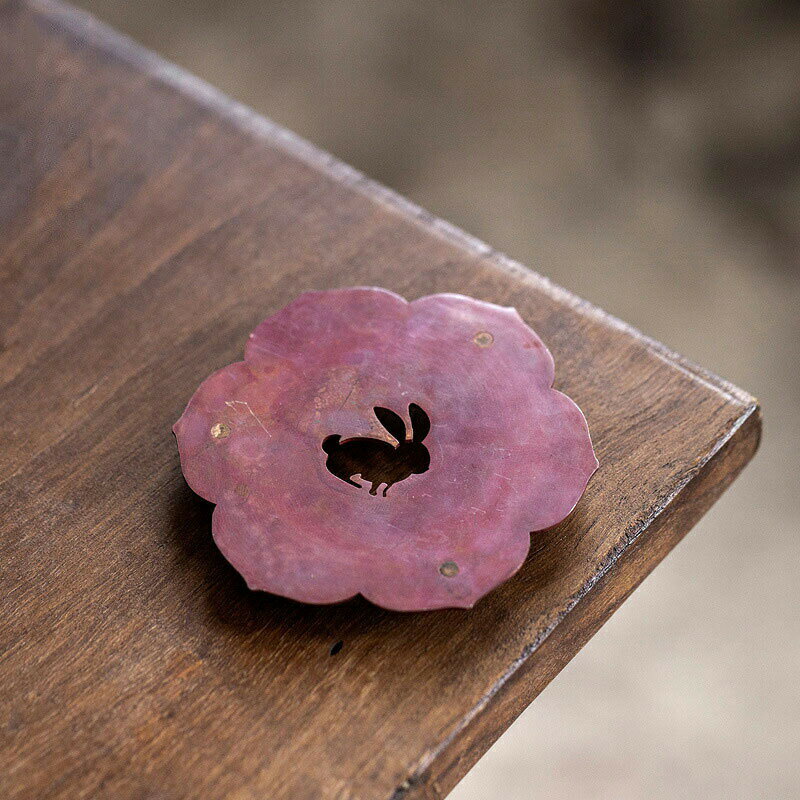 銅コースター茶托中国の伝統月うさぎ...