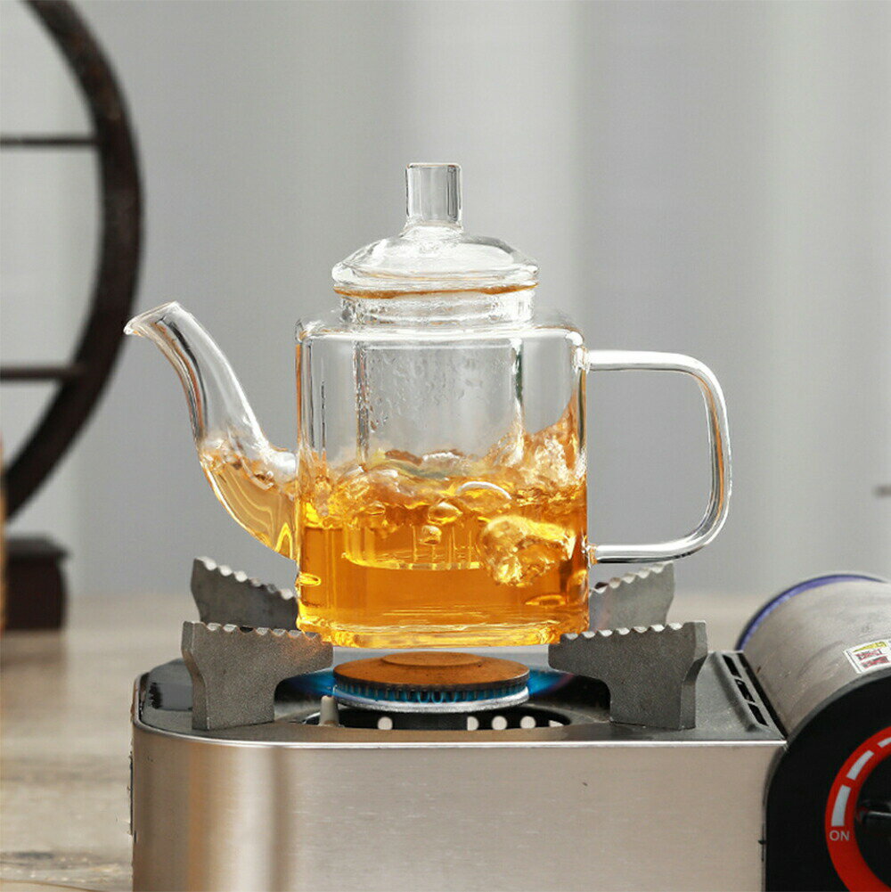 四方 耐熱ガラス ティーポット 400mL 急須 茶こし付き ガラス製ポット 手作り ジャンピング 紅茶ポット お茶ポット ガラスポット 花茶 工芸茶 ハーフティー に ガラス急須 健康茶器 一人暮らし アフターティー お家ティータイム