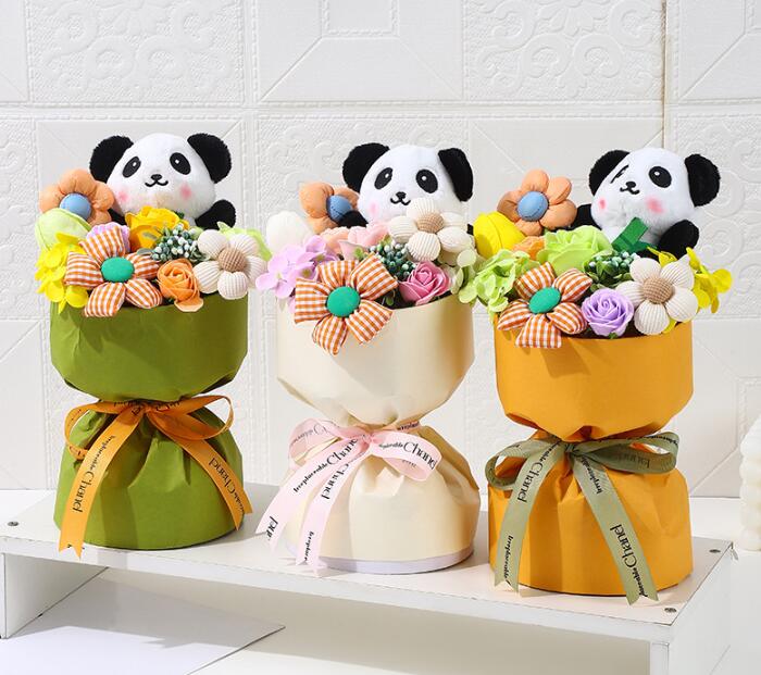 ぬいぐるみ花束 パンダ ベアー ソープフラワー 花 シャボンフラワー ギフト フラワーソープ 花束 ブーケ 造花 枯れない 石鹸花 長持ち バレンタインデー 母の日 バラ 退職 開店祝い 結婚祝い お見舞い 贈り物 プレゼント 入学式 卒業式 発表会 イベント 記念日 かわいい