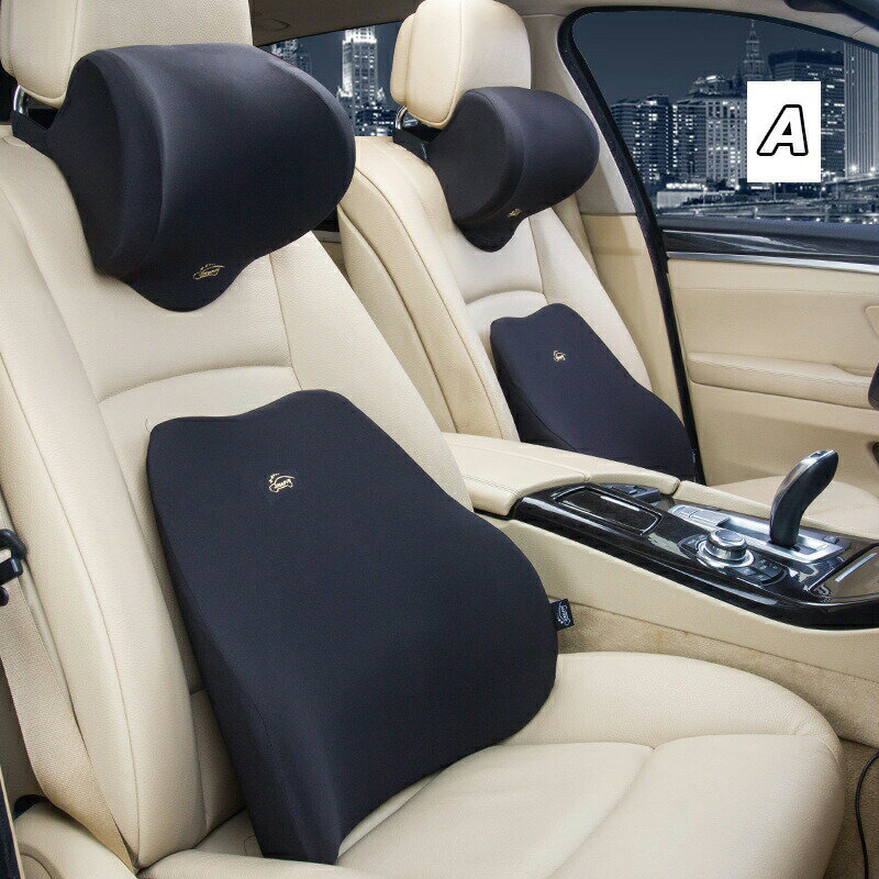 クッションセット ネックパッド 腰当て 運転 車 腰痛対策 シートクッション 車内用品 腰クッション 腰用クッション 背 腰当て 長距離 ブラック ブルー グレー ベージュ 低反発 楽天海外通販