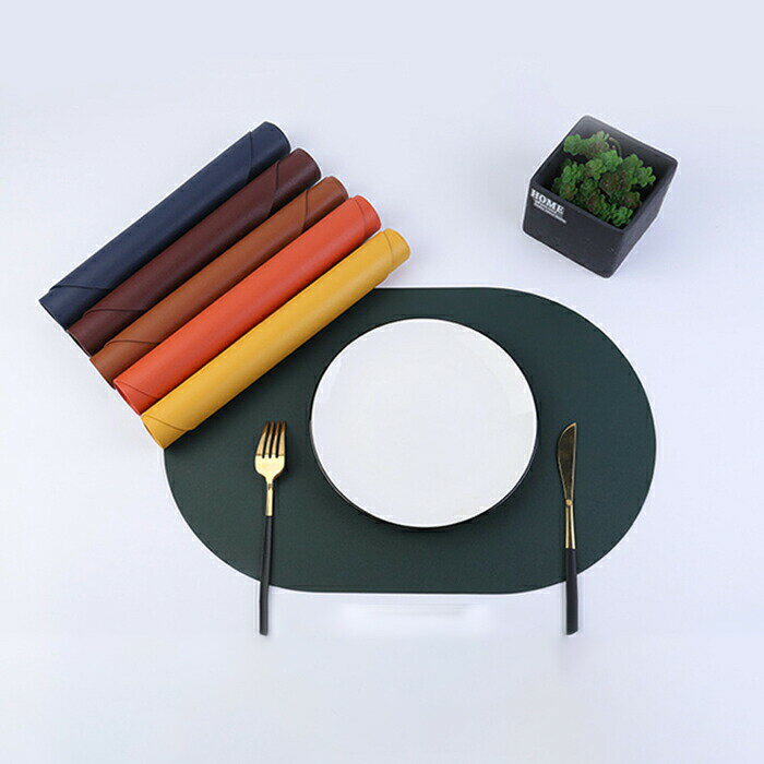 【2枚セット】ランチョンマット 北欧 オーバル PUレザー 撥水加工 おしゃれ 水洗い可 汚れ 傷防止 敷物 テーブルクロス インテリア ランチマット 食卓 プ...