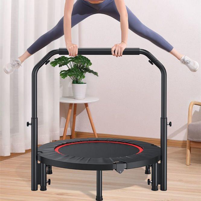 室内トランポリン 補助手すり付き 折りたたみ式 大型102cm 耐荷重300kg エクササイズ用 静音設計 家庭..