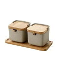 式陶磁器調味缶セット油塩瓶レストラン用キッチンアイデア竹木調味料油酢瓶