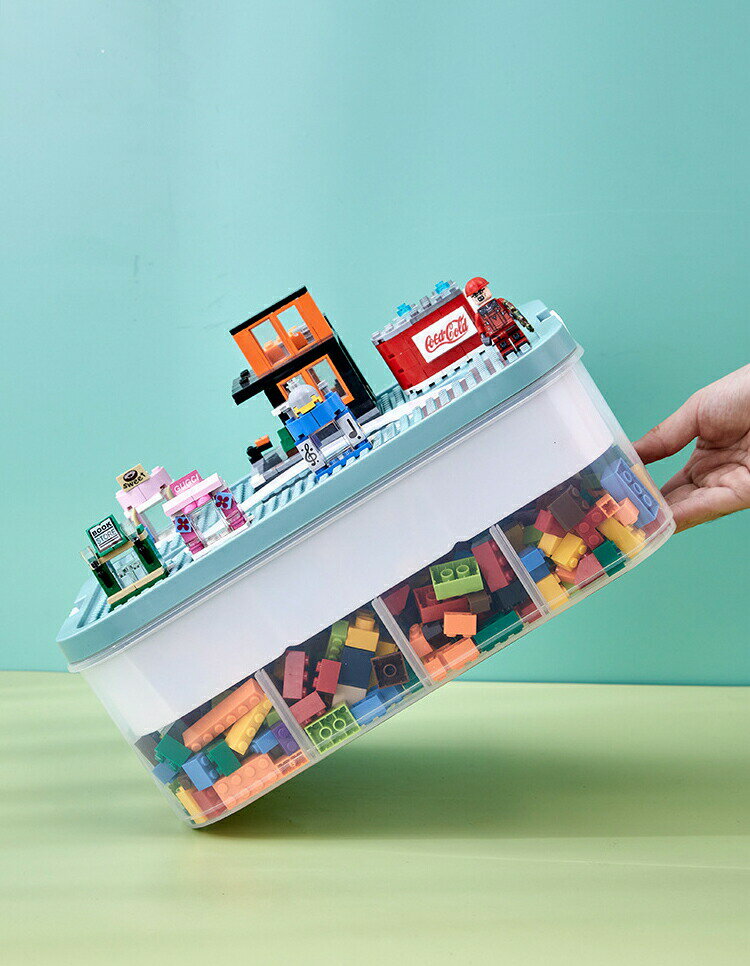 ブロック収納ボックス 収納 ケース おもちゃ箱 おもちゃ収納 子供用 ブロック 積み重ね 多機能整理収納ボックス キャップはブロックを組み立てるこ かたづけ 収納ボックス 収納ケース 仕切り 蓋付き キッズ 大容量
