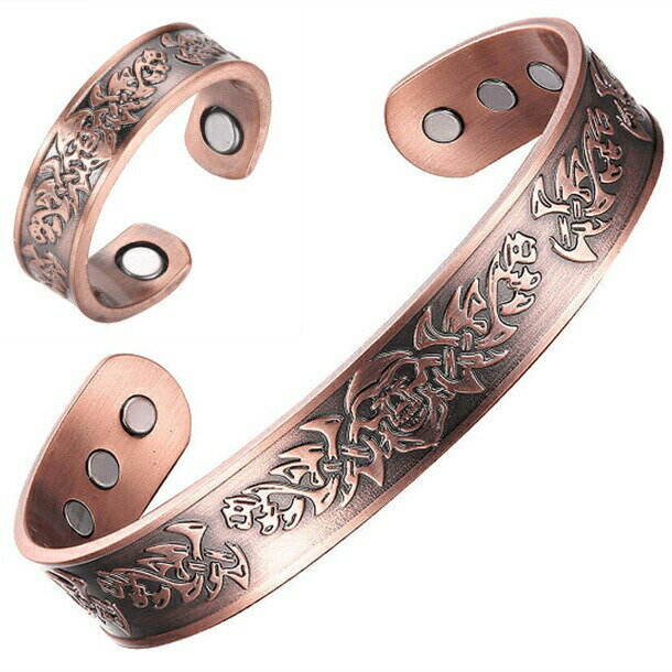 電磁波対策 純銅製ジュエリー 純銅磁気ブレスレット エネルギーマグネット付き 磁気ブレスレット リング 痩身 調節可能 健康エネルギー 高磁石 瞑想 ヨガ 指輪 銅ブレスレット ハンドメイド