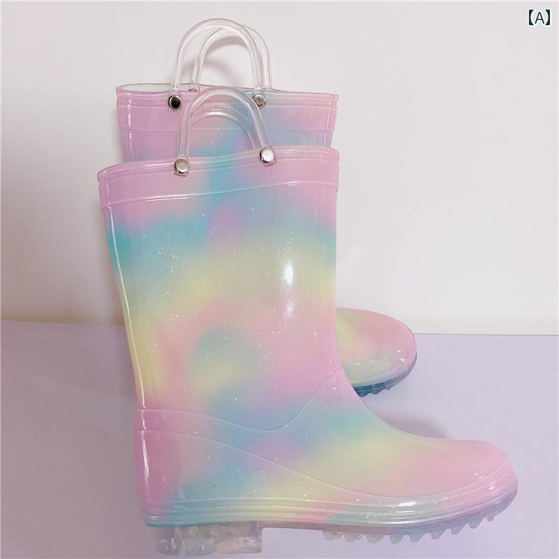 キッズ用 レインブーツ 長靴 レインボー 親子 レインブーツ 大人 子供 赤ちゃん 女の子 小学生 オール ..