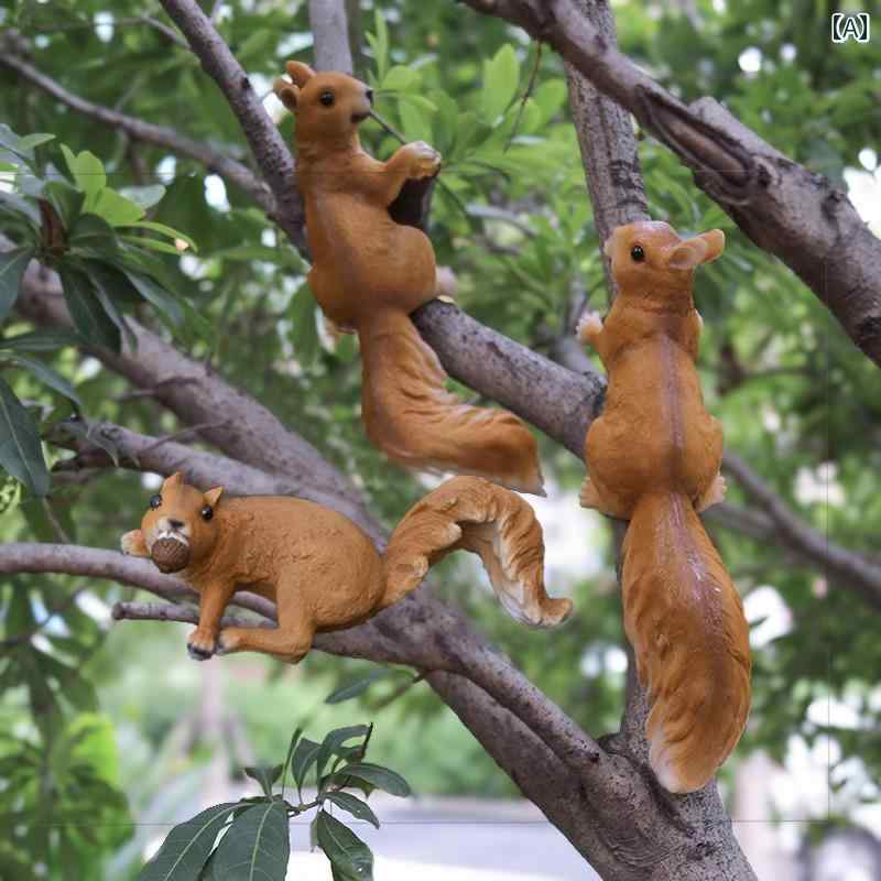 庭　装飾　飾り　 庭の 中庭の 装飾 シミュレーション 小さい リスの 装飾品 樹脂 動物 彫刻 屋外 ガーデン 風景 ヴィラ(3)