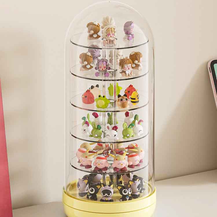 フィギュア収納ケース 360度回転 コレクションボックス 6段階 ディスプレイケース 透明 卓上 収納ボッ..
