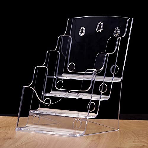 カタログスタンド パンフレットケース 透明アクリル製 カタログ POP広告のディスプレイ 卓上 パンフレット立て 店舗 展示会 オフィス用 (A , 段)