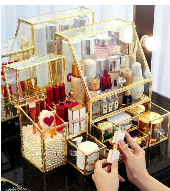 メイクボックス コスメボックス 大容量 コスメ収納 透明 蓋付き 化粧品 収納 ボックス 積み重ね 強化ガ..