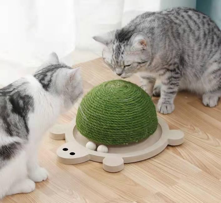 ZAXの麻縄ボール 猫キャッチ板 耐摩耗耐引っ掻き 掉屑せず衛生管理容易 おもちゃ兼用 猫ビーズ解圧グッズ (29x24x14)｜アングル2