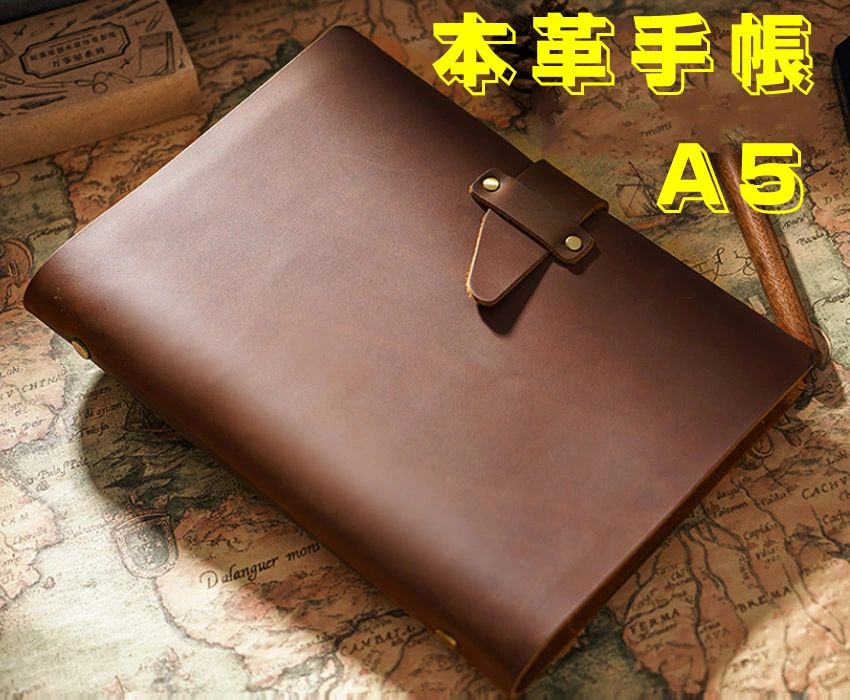 A5 本革ノート 手帳 ヴィンテー ルーズリーフ 日記帳 クレイジーホースレザー ビジネスオフィス用品 卒業記念品 退職 就職 昇進お祝い