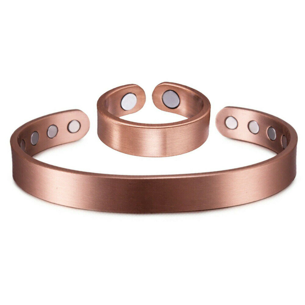 純銅製ジュエリー 純銅磁気ブレスレット エネルギーマグネット付き 磁気ブレスレット リング 痩身 調節可能 健康エネルギー 高磁石 瞑想 ヨガ 指輪 銅ブレスレット ハンドメイド 手作り