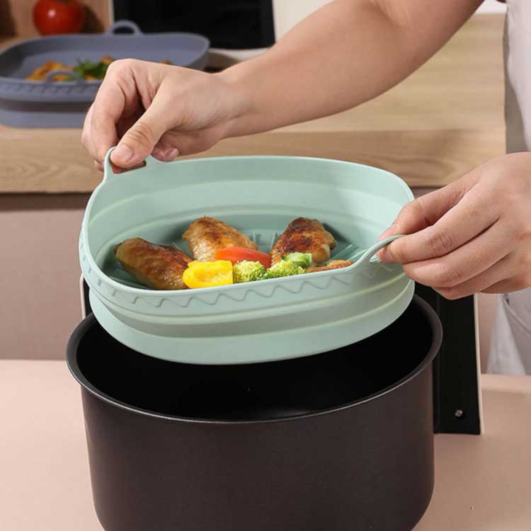 ノンフライヤー調理 シリコンライナー エアフライヤー用 マット 折りたたみ 耐熱クッキングシート エアフライヤー用シート 丸い形 方形 クッキングマット 調理用品 お手入れ簡単 繰り返し 取っ手付き ベーキング バーベキュー フライドポテトピザ 送料無料