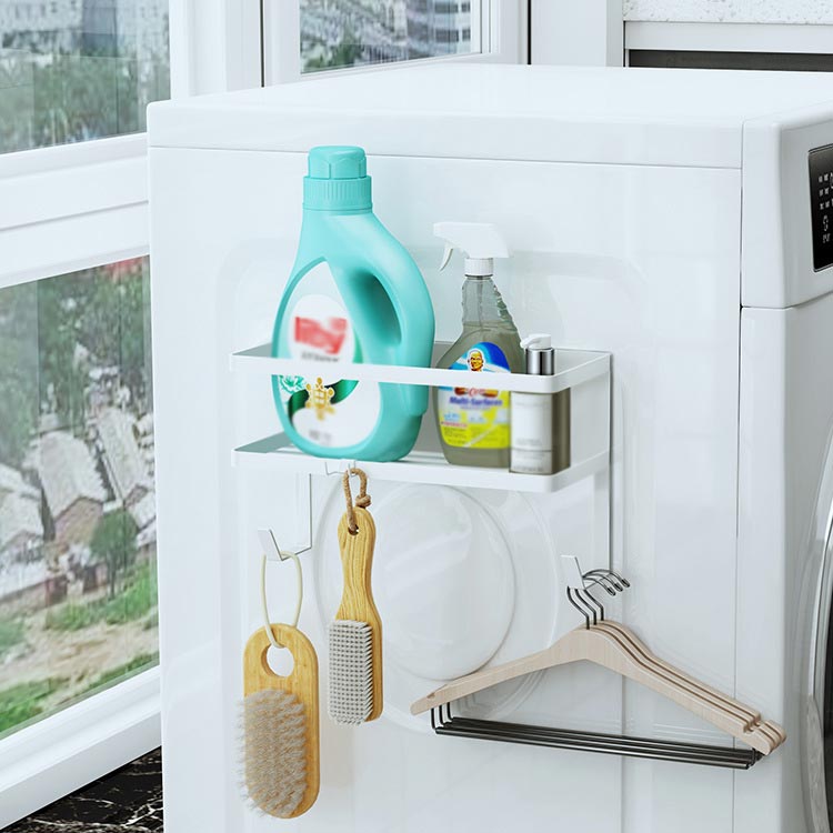 多機能 マグネット収納ラック 耐荷重約10kg 洗濯機 マグネット 収納ラック 棚 ハンガー ランドリー 洗濯 収納 整理 スッキリ 磁石 強力 隙間 スリム プレート ホワイト ブラック 白 黒 シンプル おしゃれ 洗面所 脱衣所