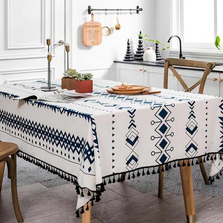 ボヘミアン風 テーブルクロス 綿麻 90*90cm 正方形 リネン テーブルクロス 食卓カバー 北欧 撥水加工 タッセル付き デスクカバー ダイニング キッチン テーブルカバー汚れ防止 洗える ナチュラル 家庭用 業務用 送料無料