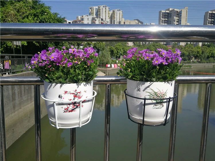 2個セット フラワースタンド プラントホルダー アイアン 園芸ラック プランターフック 黒 白 鉢スタン..