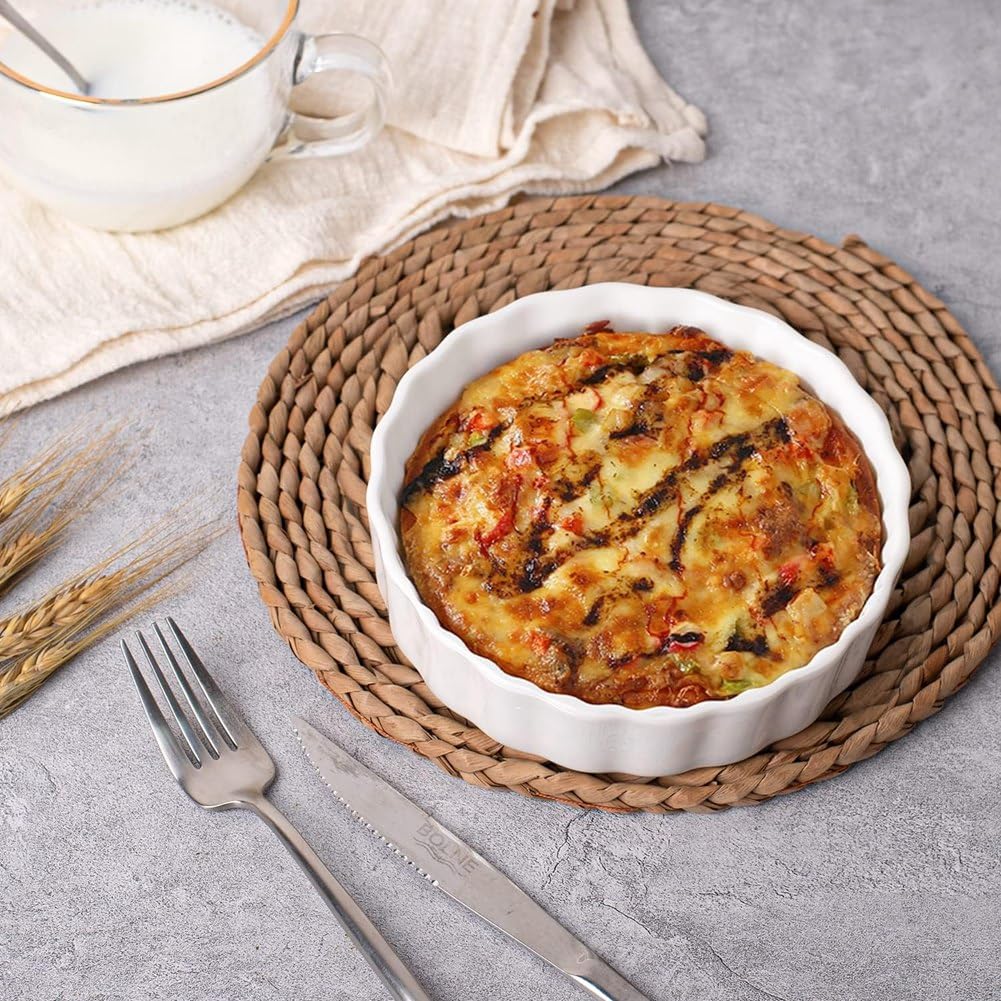 5オンス クレームブリュレ キッシュ皿タルトパン、丸型溝付き、オーブン対応、ベー、スフレ、6個パック