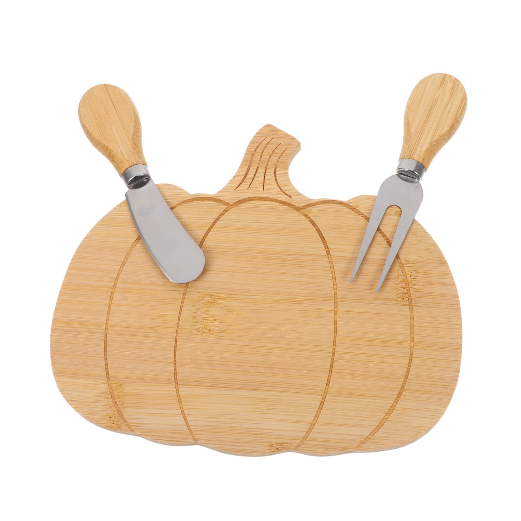 南瓜型バンブーチャルキュトリーボード 食品グレード竹製 素材使用 プロ用チーズナイフ付 秋のパーティ..