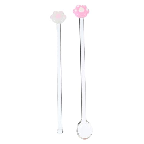 1セットガラス製スワズルスティック スプーン 多用途バー用混ぜる