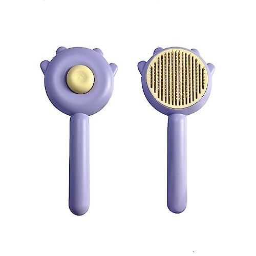 ペットブラシ スリッカーブラシ 猫 ペット用 押し付けタイプ 毛の除去・洗浄 マッサージ 痛くない 一度..