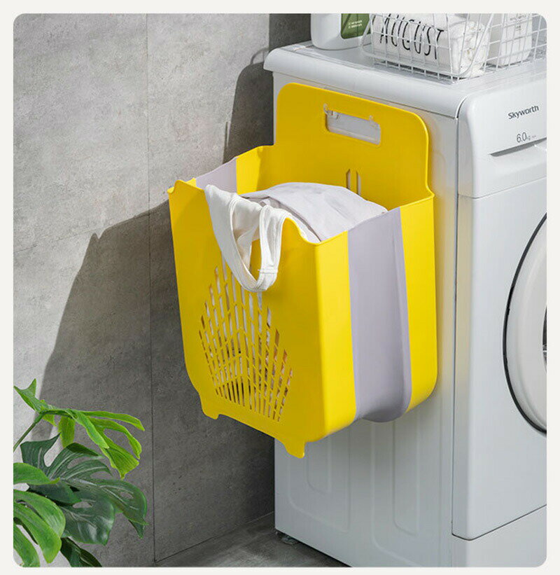 ランドリーバスケット 折りたたみ 収納しやすい 持ち運びに便利 ランドリー収納 北欧 2WAY 壁掛け/自立 おしゃれ 洗濯かご 洗濯カゴ 持ち手 持ち手付き 省スペース おもちゃ収納 衣類収納 洗面所 雑貨収納 おもちゃ