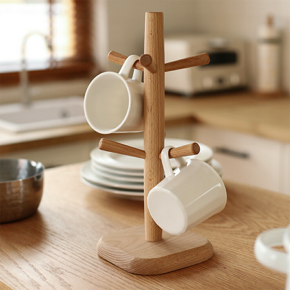 天然木 グラススタンド 水切り 水きり 水切りスタンド 水切りトレー ナチュラル 水切りラック卓上スタ..