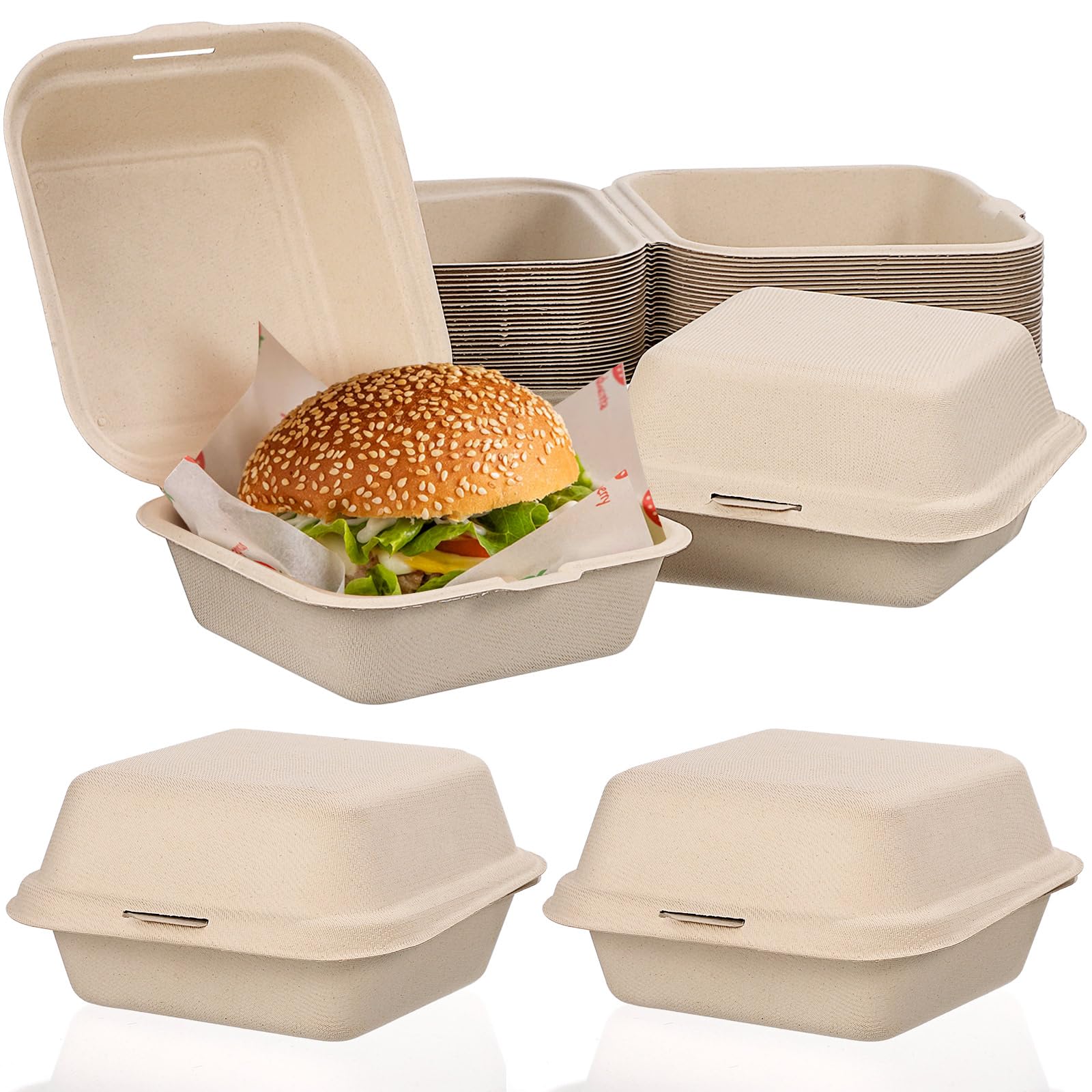 ハンバーガーボックス ランチボックス 使い捨て 汁漏れに強い 30個セット お弁当箱 テイクアウト容器 ..