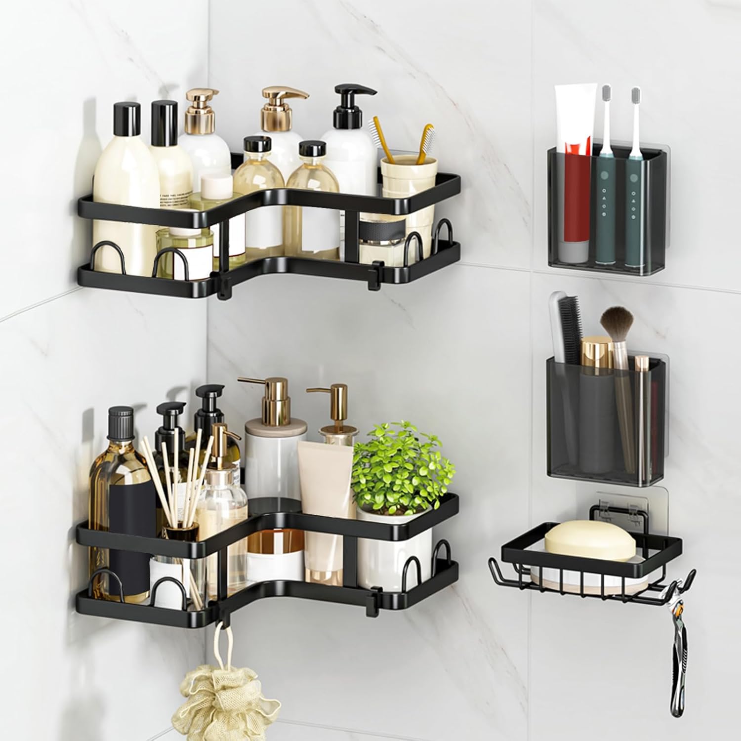 浴室用ラック シャンプーラック 強力粘着固定 水切り 炭素鋼 耐荷重15KG キッチン/風呂場/洗面所に 収..