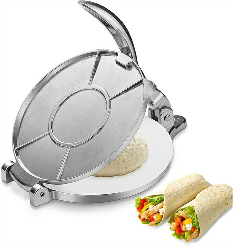 トルティーヤプレス タコス プレス機 トルティーヤメーカー キッチン用品 表面が滑らかで 洗浄が簡単 調理具 自家製トルティーヤパイ耐熱皿 丈夫で長持ちする 延長ハンドル 50%省力 多様な美食を作ることができる プレゼント ギフト 贈り物 送料無料