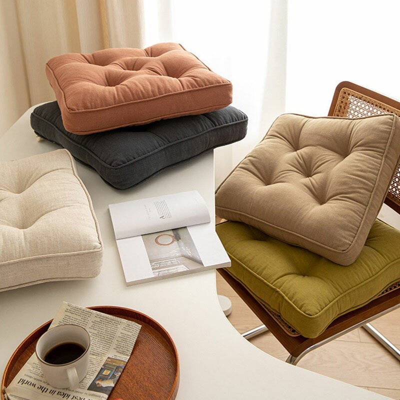 クッション 座布団 蒲団 春秋冬 正方形 綿麻 極厚 チェアパッド 北欧 座布団 無地 フロアクッション ラウンドクッション シートクッション インテリア 畳 柔らかい